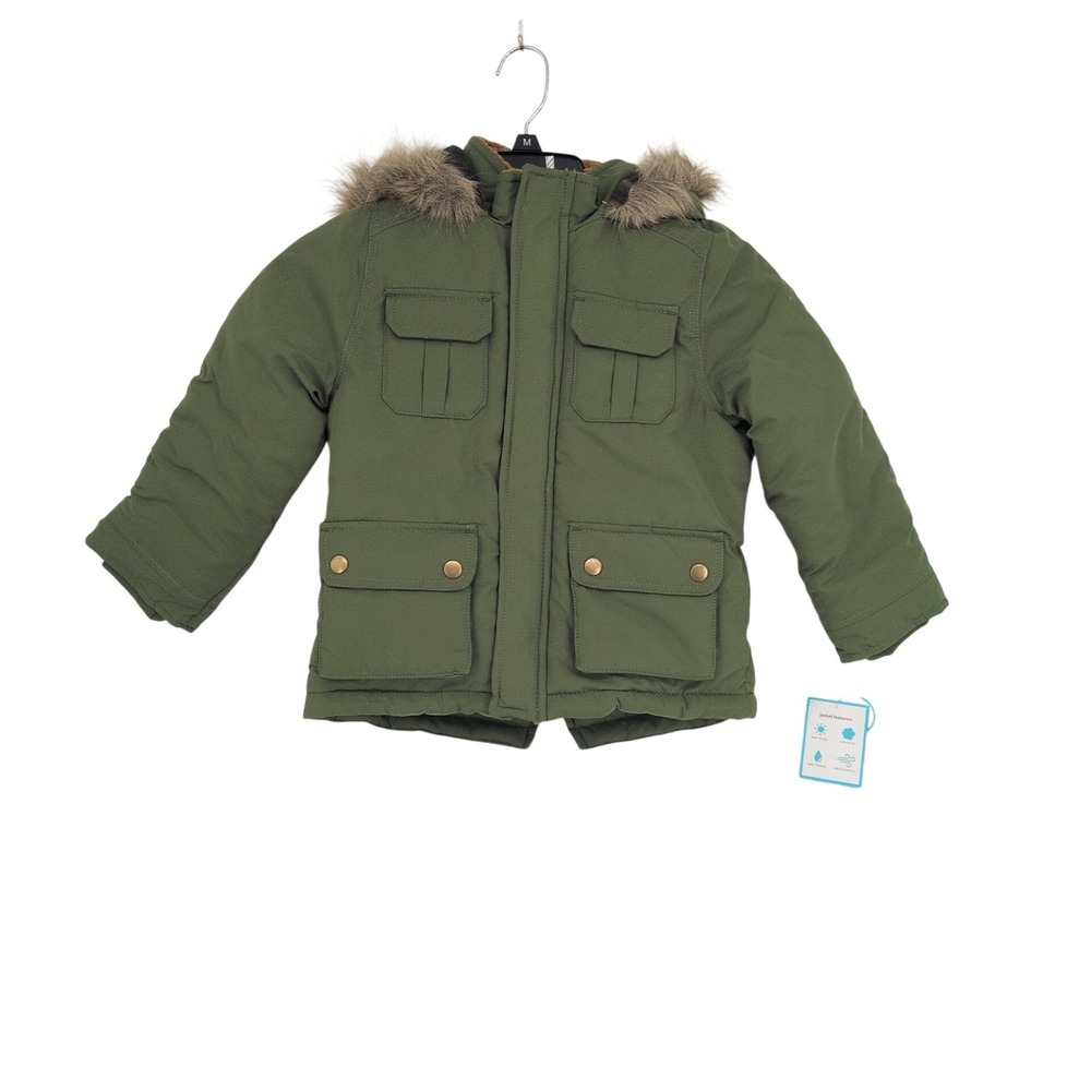 Carters Hooded Field Jacket Military Faux Fur Trim Parka Gorpcore Kids Size 5